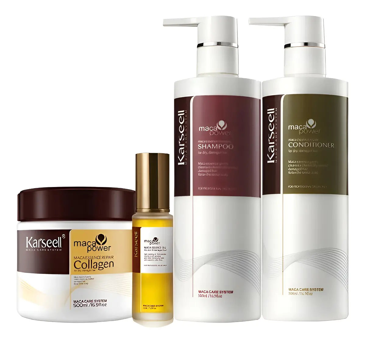 Kit Karseell® Completo que incluye Máscara + Óleo + Shampoo + Acondicionador