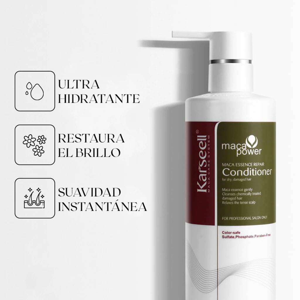 Karseell®  Combo Maca Power Shampoo x500ml + Acondicionador x500ml + Máscara x500ml